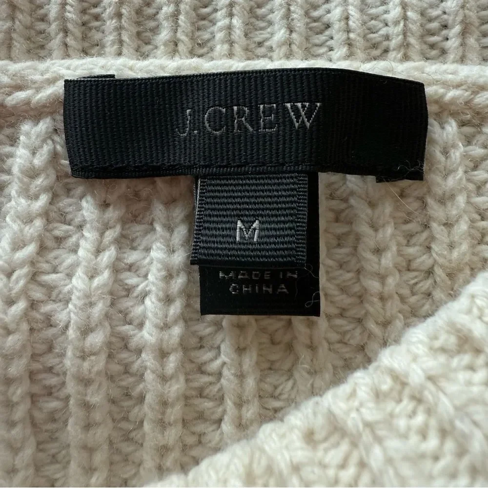 J. Crew Pointelle Sweater Wool Blend Cream White Medium